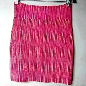 BCBGMAXAZRIA Bandage Power Skirt Medium Begonia Combo Pink White Y2K